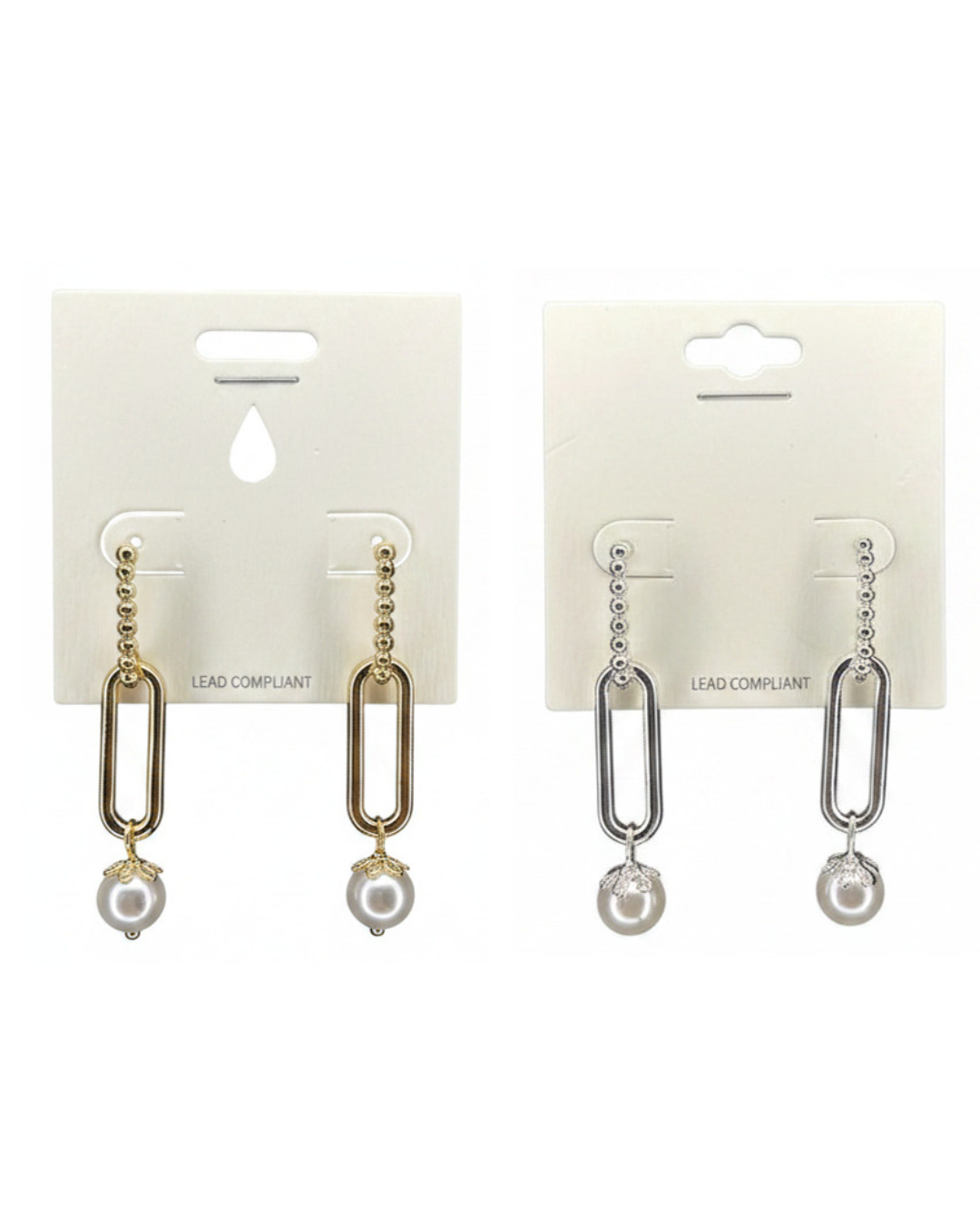 Linked Oval Post Drop Earrings