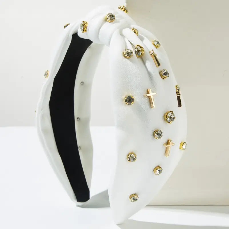 Cross and Crystal Embellished Headband