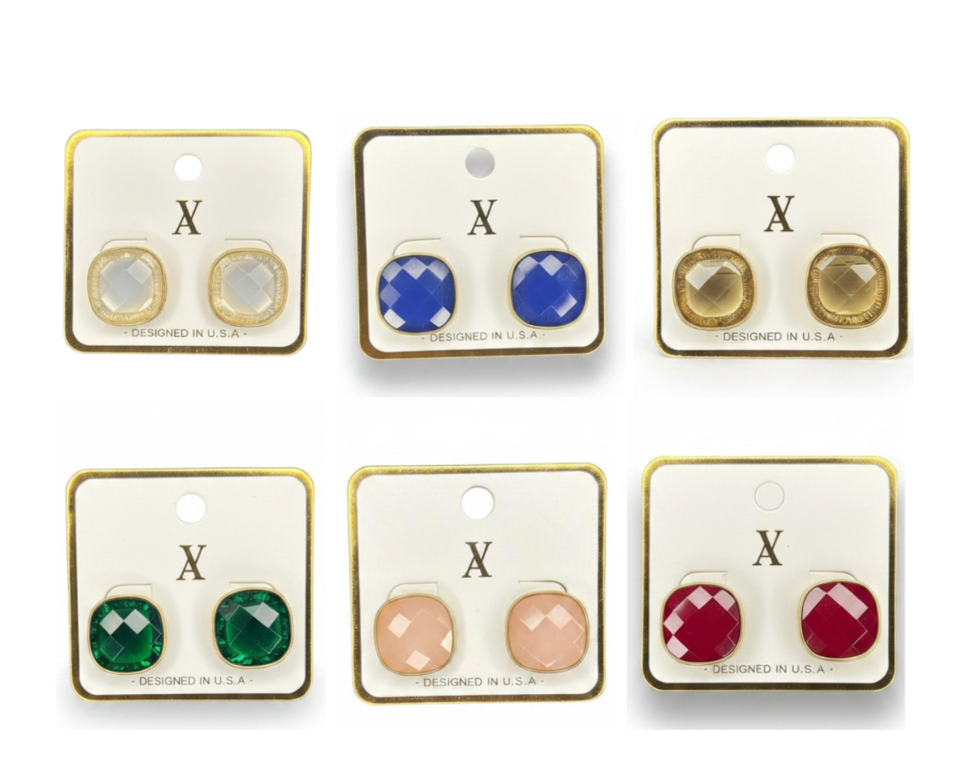 Squared Glass Crystal Stud Earring