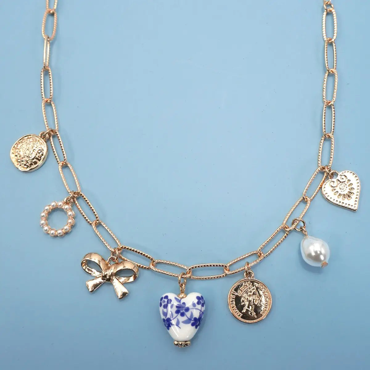 Ceramic Porcelain Bow Charm Necklace