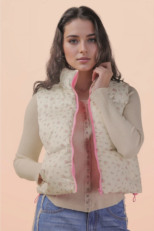 Pink Petal Puffer Vest