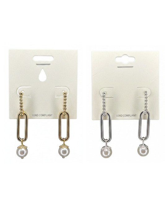 Linked Oval Post Drop Earrings