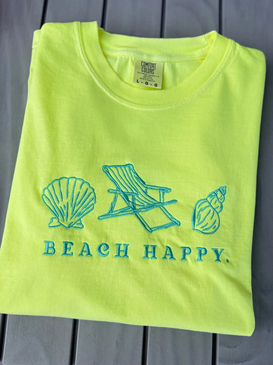 Beach Happy Embroidered Tee